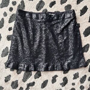 Sequin Mini Black Party Skirt, Mini Sequin Skirt Size:L